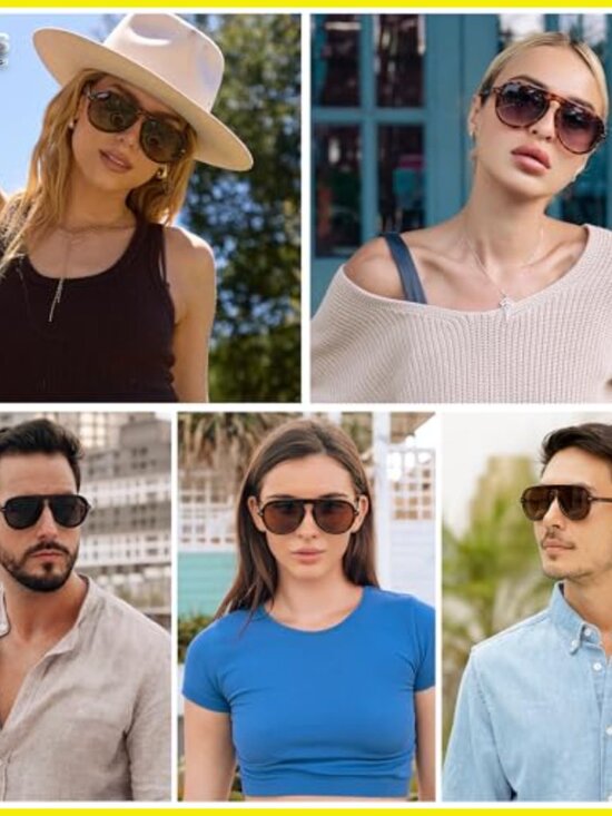 Retro Aviator Sunglasses Vintage Plastic Frame UV400 Protection Unisex Shades main image 4